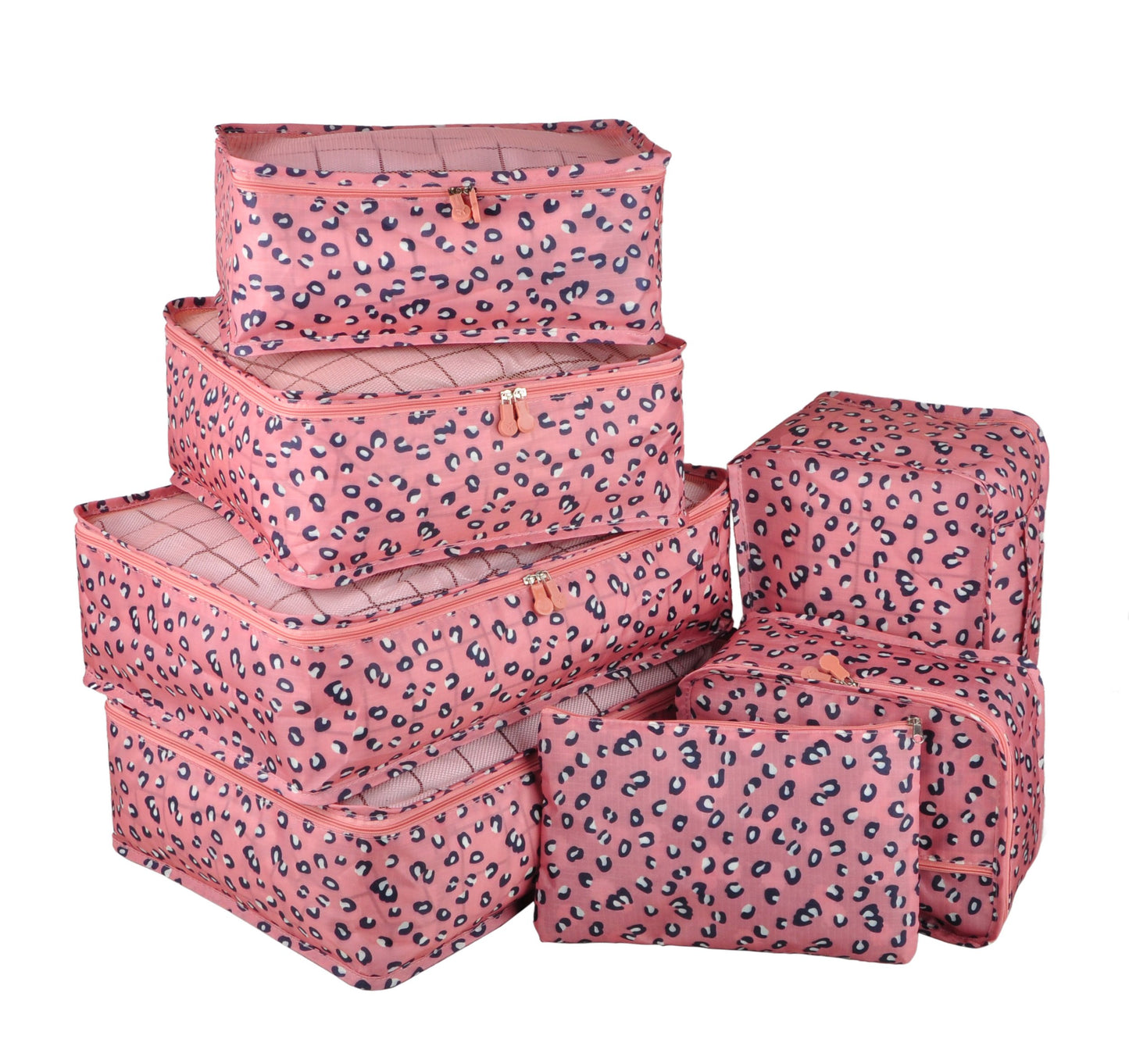 Vercord 7 Set Travel Packing Organizers Cubes Luggage Suitcase Organizer Bags Clothes Underwear Cube Shoe Pouch Pack Pink Leopard