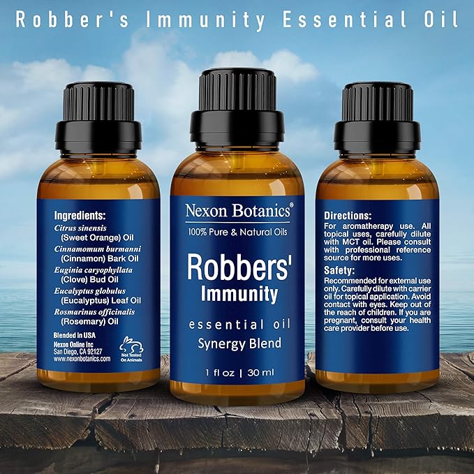 Robbers' Immunity Essential Oil Blend 30 ml - Immune Boost Aromatherapy for Diffusers - Natural Shield Against Impurities - Nexon Botanics