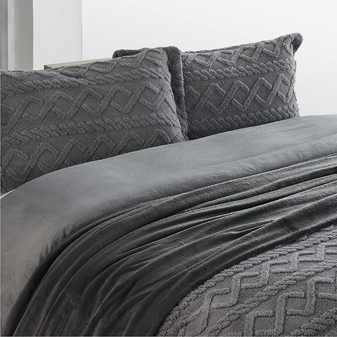 Bedsure GentleSoft Fleece Blankets Queen Size Dark Grey - Bed Blanket Soft Lightweight Plush Fuzzy Cozy Luxury Microfiber, 90x90 inches