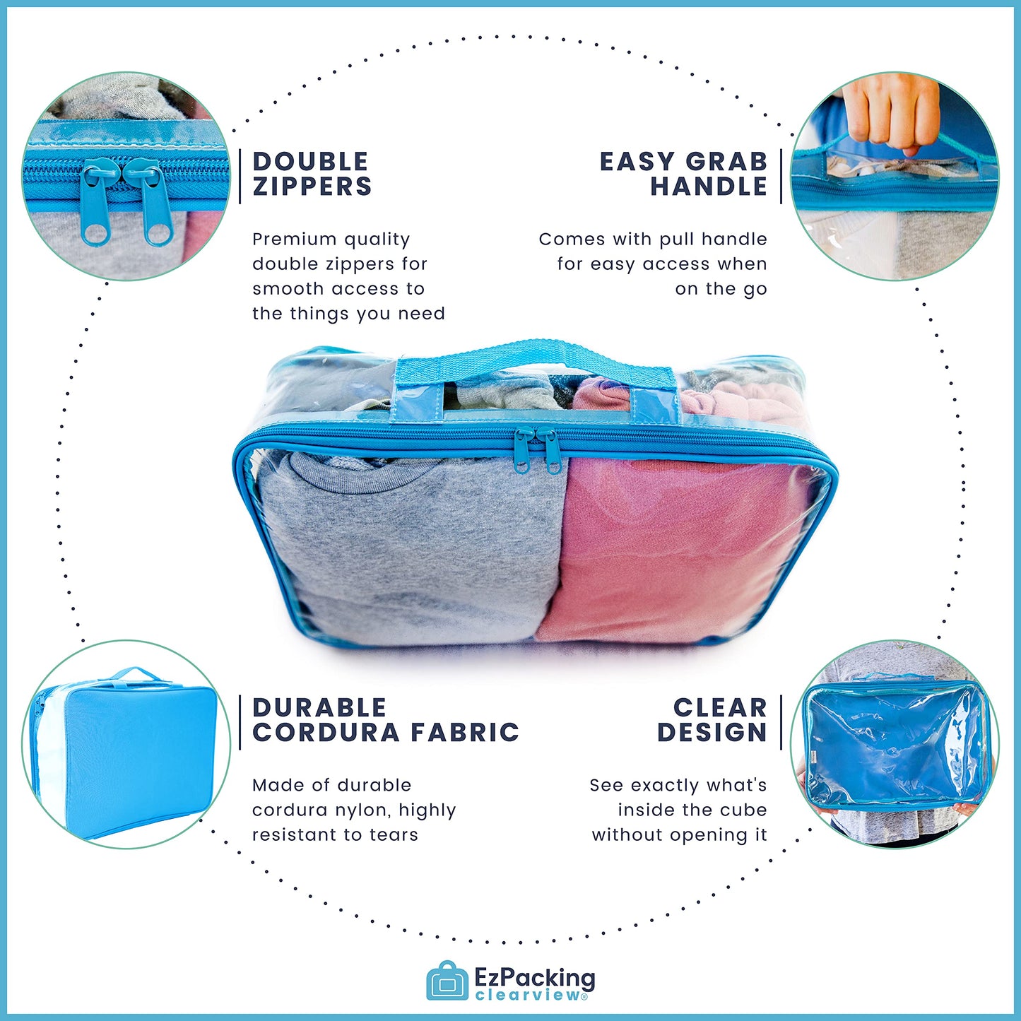 Large Clear Travel Packing Cube/See-Through PVC Organizer for Suitcase/Multipurpose Pouch w/Handle/Dress Shirts, Pants, Cashmere, Sweaters & Seasonal Linen Storage Protection (Gray)