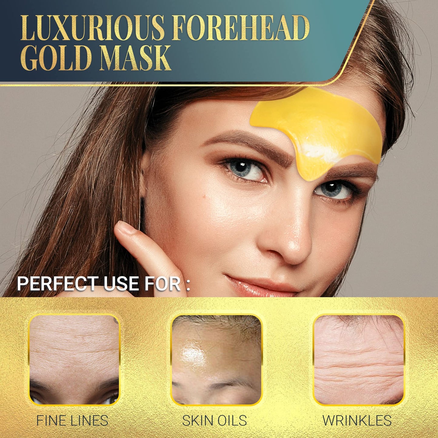 Forehead Wrinkle Patches for Face - Collagen, Hyaluronic Acid and Vitamin A Skin Pads - Forehead Line Remover Wrinkle Eye Patch Set - 20 Golden Sachets