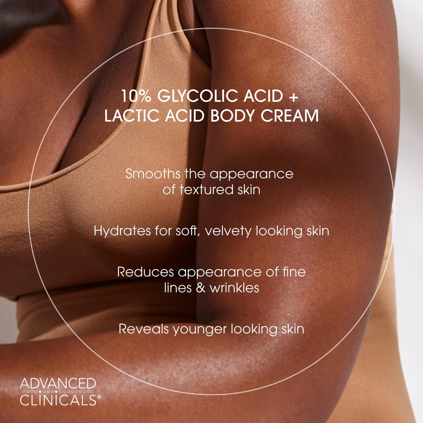 Advanced Clinicals 10% Glycolic Acid + Lactic Acid Body Lotion Moisturizer + AHA Glycolic Acid Face Serum 2pc Exfoliating Skincare Set To Reduce Look Of Uneven Rough Skin Texture, Fragrance Free, 2pc