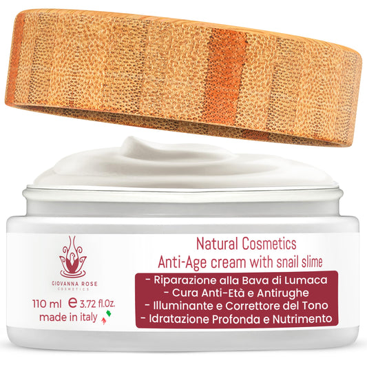 GIOVANNA ROSE COSMETICS Anti-Wrinkle Snail Mucin Cream – 73% Snail Mucin Moisturizer, Hyaluronic Acid for Deep Hydration, Antiaging Face Moisturizer, Firm & Glowing Skin, 3.72 Fl Oz
