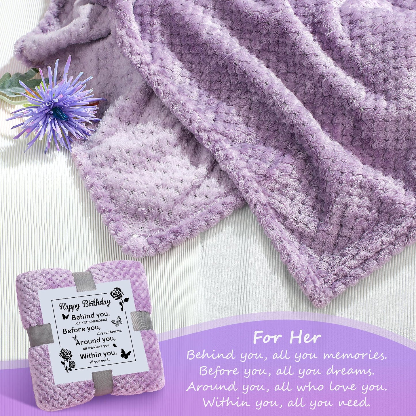 Birthday Gifts for Women Happy Birthday Purple Gift Baskets for Woman Unique Gift Sets for Women Gifts Box for Woman Friendship Mom Sister Best Friend Female Her