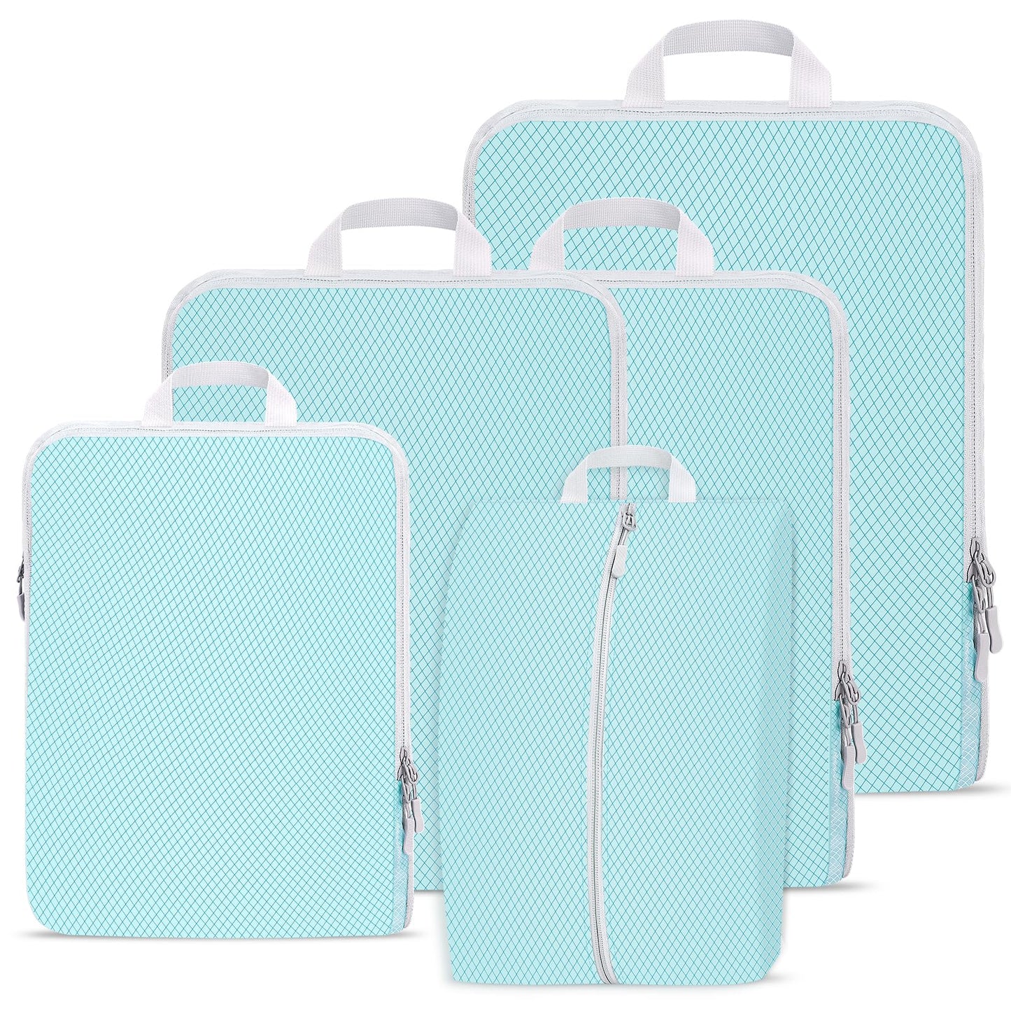 Compression Packing Cubes for Travel,Waterproof Packing Compression Cubes for Travel Packing Organizers,Luggage Cubes for Packing,Ultralight Expandable Packing Cubes Compression (Blue 5 Pack)