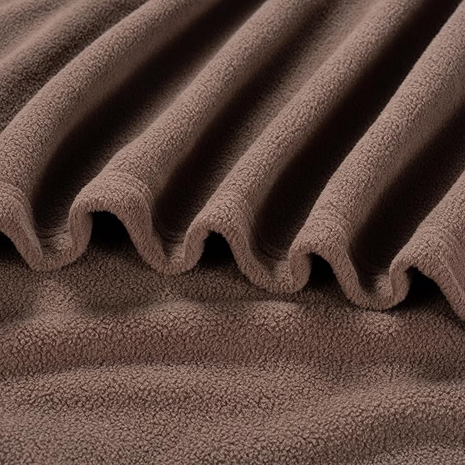 Berkshire Blanket Microfleece Throw Size Bed Throw Blanket Taupe, Lightweight Soft Breathable Plush Micro Fleece Throw Blanket for Travel, Bed and Couch, 50x60 Inches
