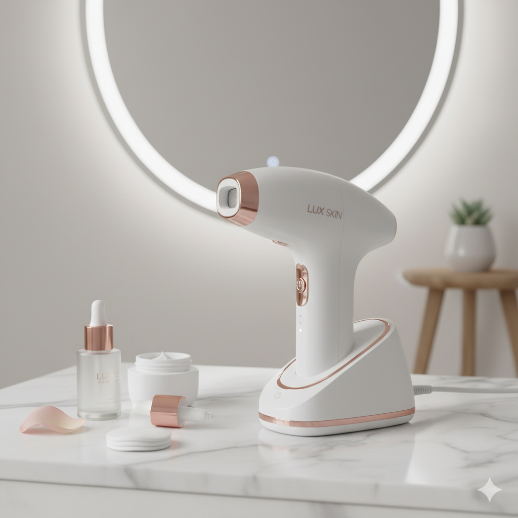 White and rose-gold IPL laser hair removal device for full-body use.