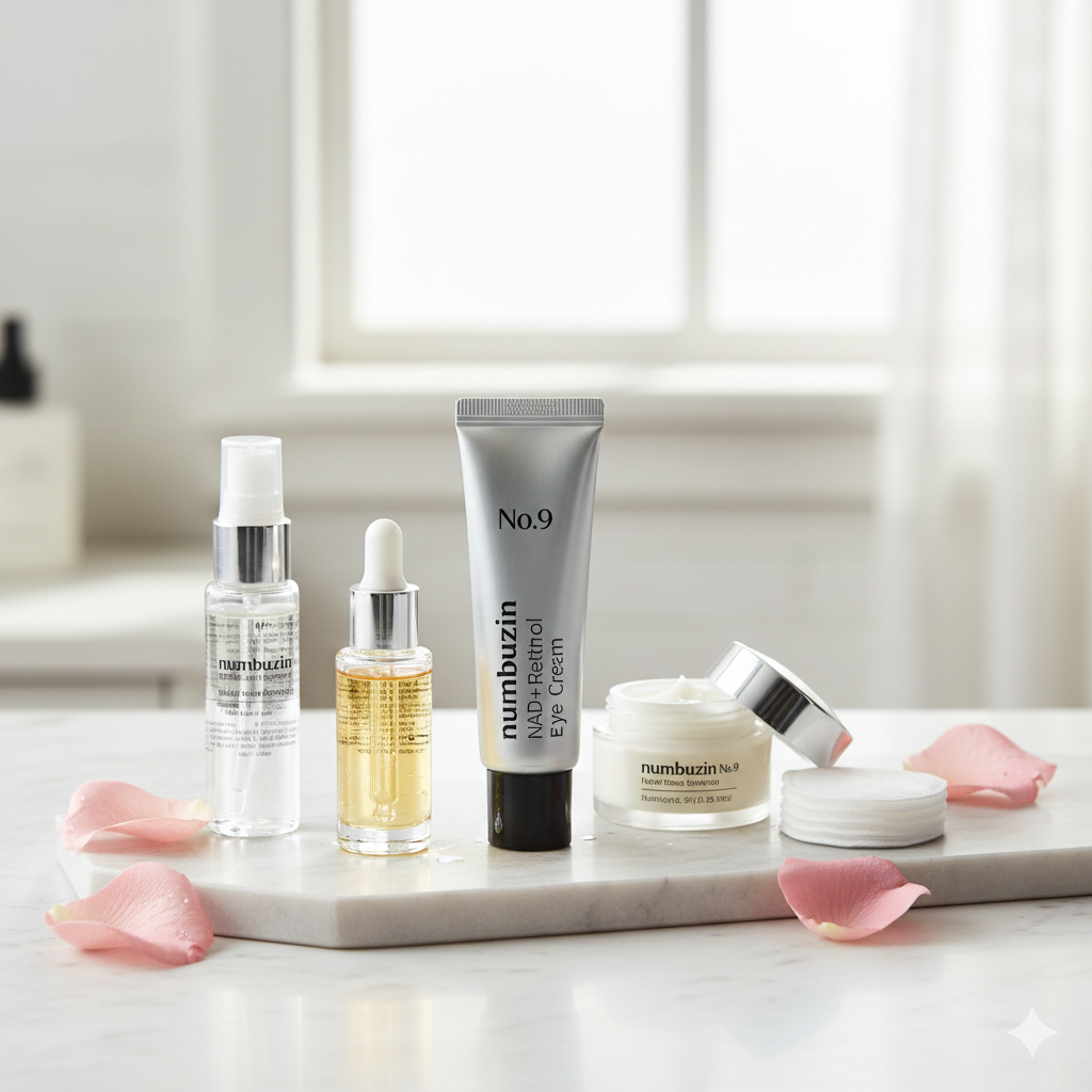 numbuzin No.9 NAD+ Retinol eye cream for firming and brightening undereye care.