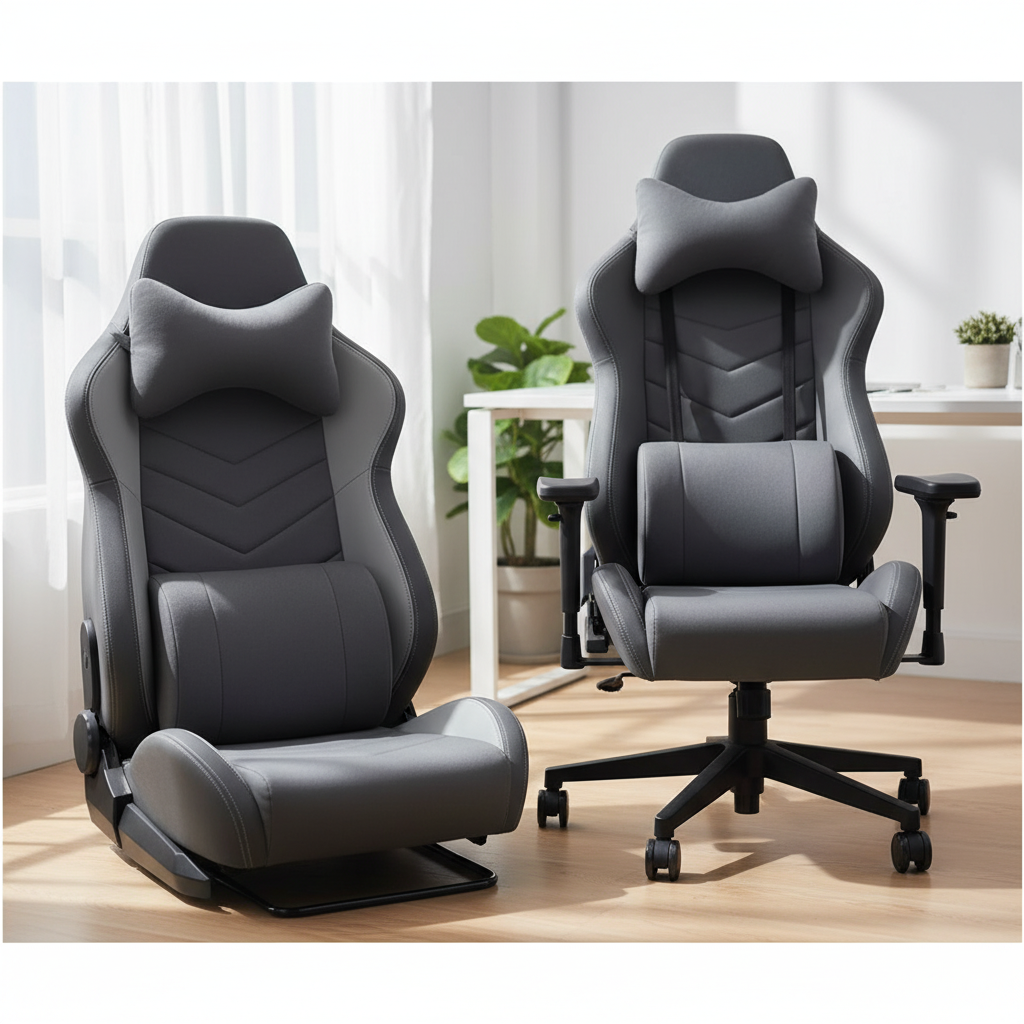 FLORICH 3PCS Memory Foam Seat Cushion Set — car seat, lumbar, and neck support pillows in grey for ergonomic comfort, available at Glowvoyage.