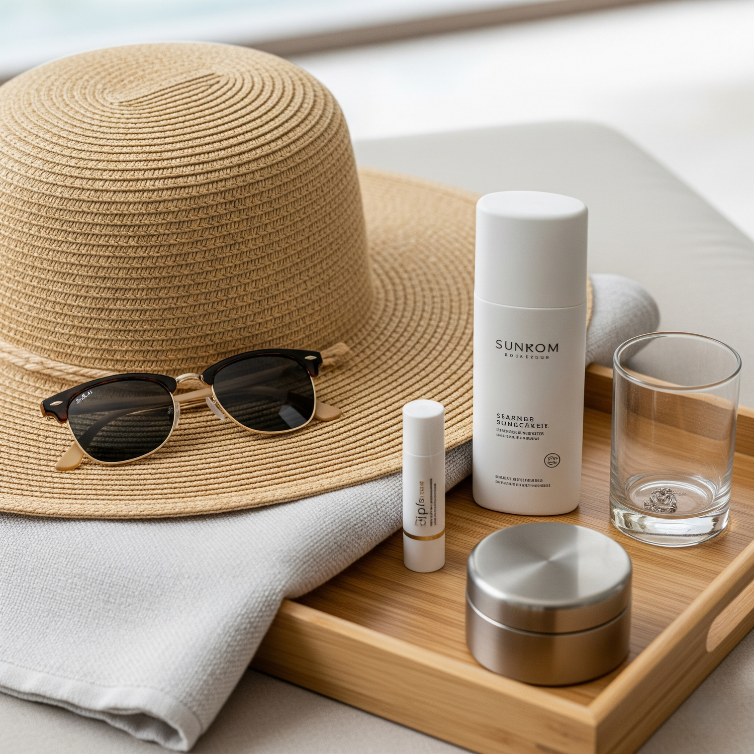 GlowVoyager packable hats, UPF scarves, sunglasses cases, and UV protective gloves