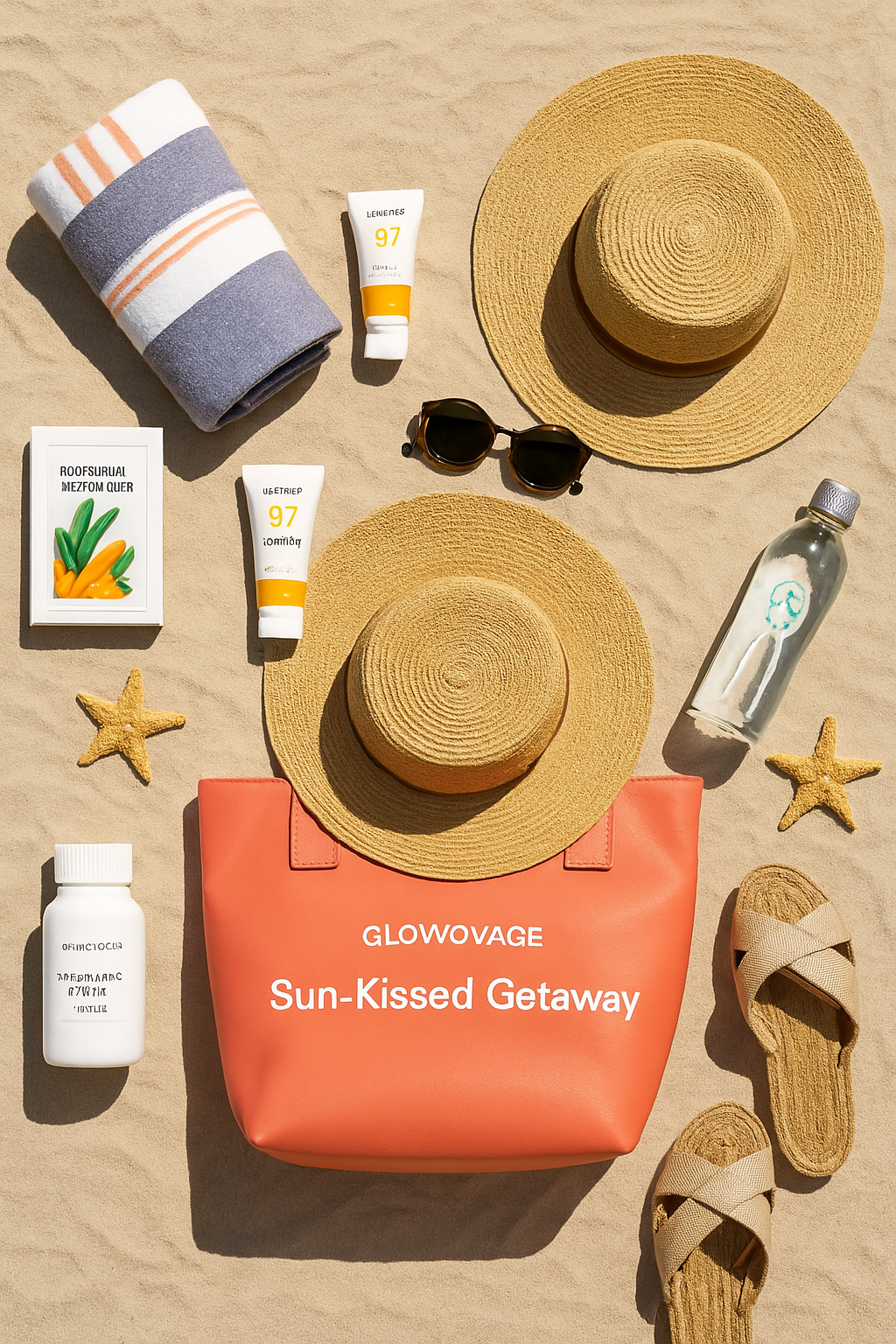 GlowVoyager sun-care collection with after-sun soothers, masks, SPF minis, and UPF accessories