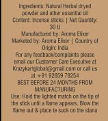Aroma Elixir Incense Sticks for Meditation, Aromatherapy, Cleansing, and Church. (Warm Wood Essence)