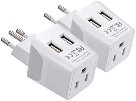 Ceptics Brazil Travel Plug Set - with 2 USB + USA Socket Input - Type C and Type N- Ultra Compact - Safe Grounded Perfect for Cell Phones, Laptops, Camera Chargers
