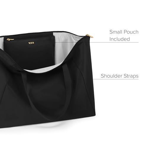 TUMI - Just In Case Tote - Foldable, Lightweight and Compact, Packable Travel Bag - Folds Into Included Pouch - Large, Black with Gold Hardware