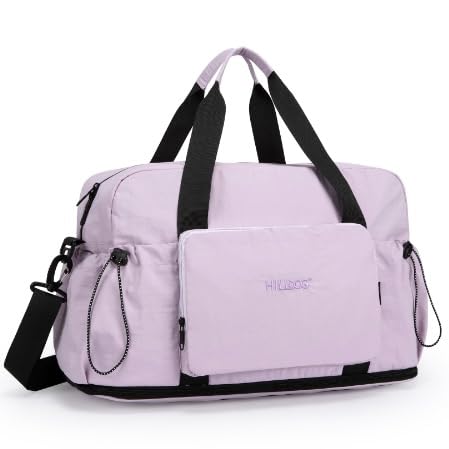 Large Capacity Folding Travel Bag, Expansion Travel Duffel Bag with Dry and Wet Separation, Portable Waterproof Carry on Bag Overnight Bag for Women and Man (Purple)