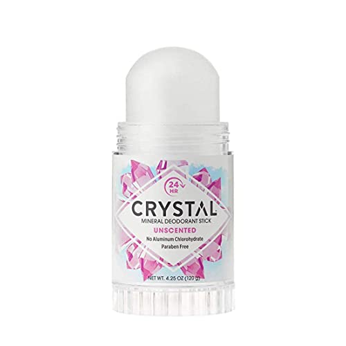 CRYSTAL Mineral Deodorant Stick - Unscented Body Deodorant With 24-Hour Odor Protection, Non-Staining & Non-Sticky, Aluminum Chloride & Paraben Free, 4.25 oz, (2 Pack) (Packaging May Vary)