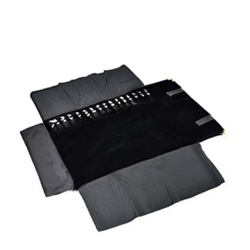treachi Portable Jewelry Roll Metal Coner Bag Necklace Chain Braclet Black Velvet Travel Pouch