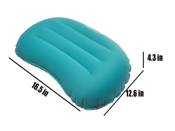 KVNTOOLS Camping Pillow-Compressible, Ultralight Inflatable,Compact, Comfortable, Ergonomic Inflating Pillows for Neck & Lumbar Support While Camp, Hiking(Grain Blue,with Anti Slip Straps)