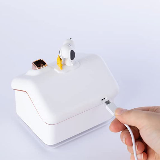 Snoopy Mood Light & Humidifier - Mini Desk Lamp, Rainbow Color, 300ml (10oz), Sprays 50ml (1.7oz) per Hour, 5 Modes, Beige [OFFICIAL LICENSE]