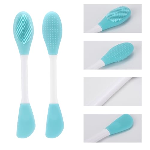 4 Pack Silicone Face Mask Applicator, 2 in 1 Double-Sided Facial Scrubber Brush Tool, Double-Head Manual Cleansing Brush for Deep Gentle Exfoliating