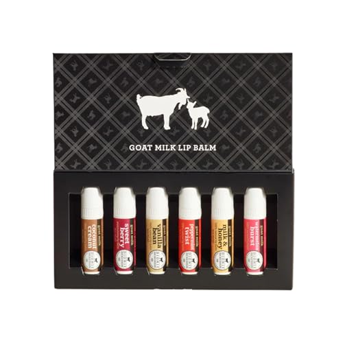 Dionis Goat Milk Skincare Lip Balm Set, Beeswax, Shea Butter & Coconut Oil Self Care Made in The USA, Cruelty Free, Paraben Free Hydrating Moisturizer for Dry Lips, Candy Box Assorted Scents, 0.28oz