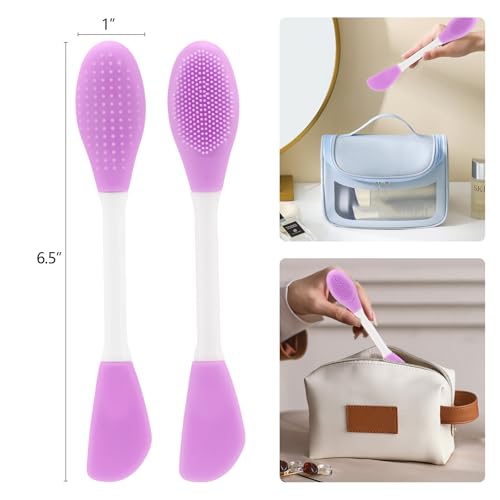 4 Pack Silicone Face Mask Applicator, 2 in 1 Double-Sided Facial Scrubber Brush Tool, Double-Head Manual Cleansing Brush for Deep Gentle Exfoliating