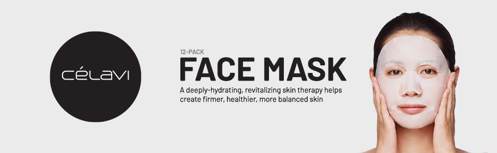 celavi Face Mask Set Korean Beauty Essence Facial Paper Sheet Mask Korea Skin Care Moisturizing 2 Packs of each 12 New flavors K-Beauty Skincare 24 masks in a pack Made in Korea