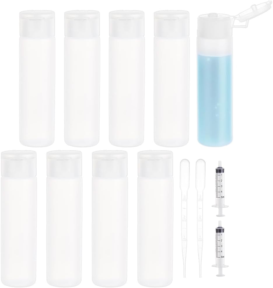 BENECREAT 10 Pack 18ml 0.6oz Small Travel Squeeze Bottles Refillable Makeup Foundation Container Travel Essentials Sample Bottles for Toiletries, Shampoo Toner Cosmetic