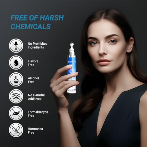 Hicream Eye Cream with 5% Caffeine Hyaluronic Acid for Puffy, Fine Lines, Dark Circles and Wrinkles, Under Eye Serum with 360° Roller Massage Ball, Eyelids Skin Care for Women & Men, 0.5 fl. oz