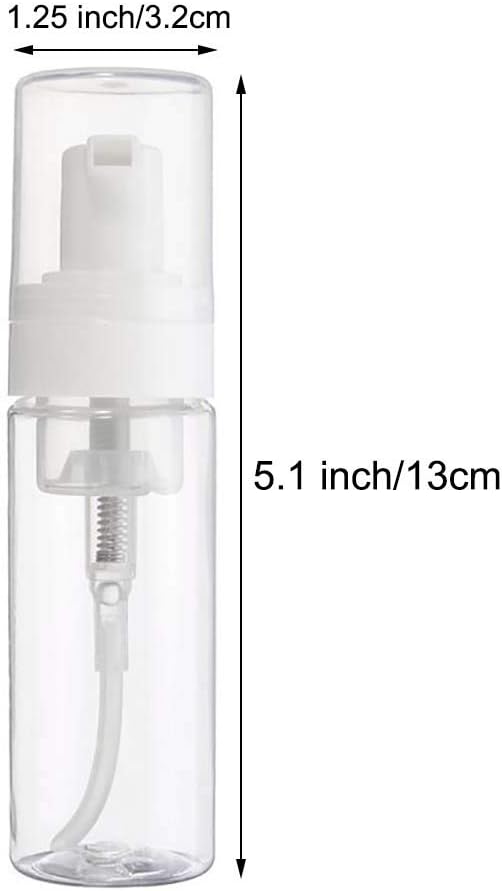 UTENEW 2-Piece Plastic Foamer Bottle Clear Pump Dispenser Mini Travel Size Foaming Soap Face Wash 1.7 Oz, No leaks!