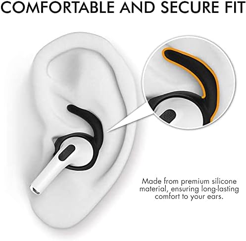 AhaStyle 3 Pairs AirPods Pro Ear Hooks Covers Accessories [Added Storage Pouch] Compatible with Apple AirPods Pro 2019 (Black)