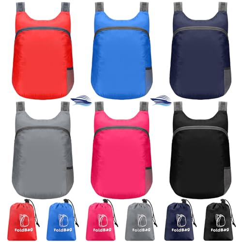 Bulyoou 6 Pack Lightweight Packable Backpack 20L Hiking Daypacks Water Resistant Foldable Backpack for Women Men Travel Camping Cruise Outdoor, 6 Colors