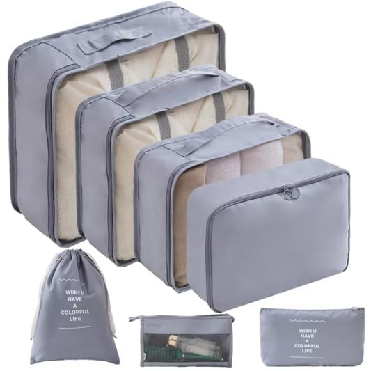 Travel Packing Organizer Bags, 7 Piece Set (Gray)