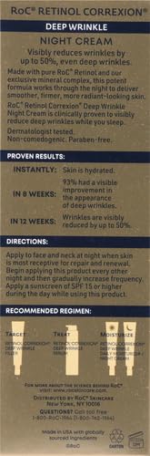 RoC Retinol Correxion Night Cream for Deep Wrinkles, Anti Aging Skincare Treatment Women and Men, 1.0 oz