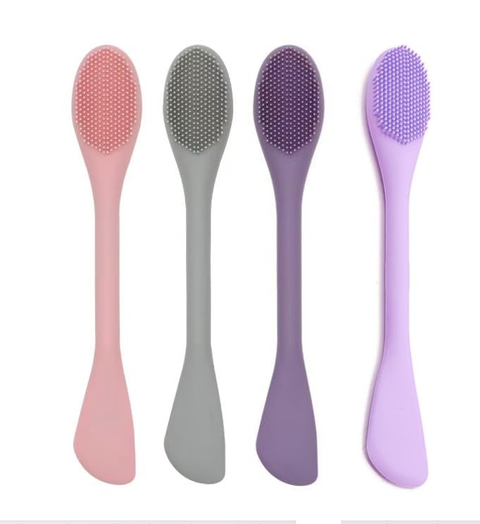 BleshiFashi Premium Silicone Facial Cleansing Brush Combo 4pcs,Mask Applicator and Skincare Brush for Pore Cleansing，Manual Facial Cleansing for Exfoliating Face/Lip/Makeup Removal Scrubber