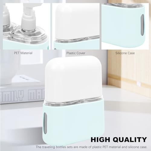 Skycase Travel Bottles - Leak Proof Refillable Tsa Approved Travel Size Toiletries, 2 in 1 Liquid Bottles Containers with Labels and Funnel Airplane Accessories Kits for Lotion Liquid (Blue)