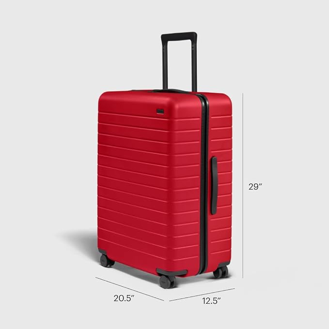 Away Large Checked Luggage, 29 Inch Hardside Suitcase with Spinner Wheels, Lightweight & Durable, TSA Lock, Cherry Red