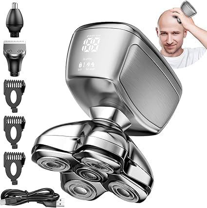 5D Head Shavers for Bald Men - 6 in 1 kensen Upgraded Magnetic Head Body Shaver for Mens, Wet/Dry Bald Head Shavers for Men IPX6 Waterproof LED Display with USB-C Charge Head Razors for Bald Mens Gift