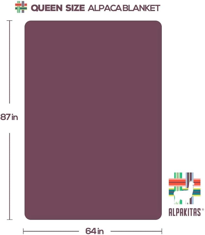 Alpaca Wool Blanket – Queen Size, 87 x 64 Inches – Warm & Lightweight – Couch, Bed, or Outdoor Blanket – Gray