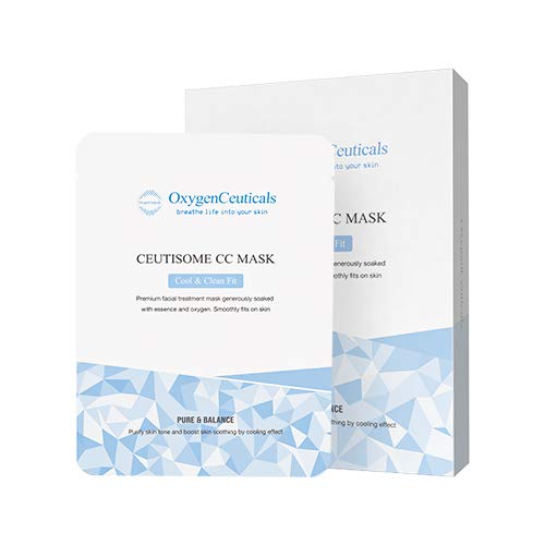 OxygenCeuticals Ceutisome CC Mask – Cooling & Hydrating Sheet Mask with Xylitol, Witch Hazel & Fermented Botanical Extracts, Soothes Heated Skin, Controls Sebum, Non-Irritating Formula(6 Sheets/1 Box)
