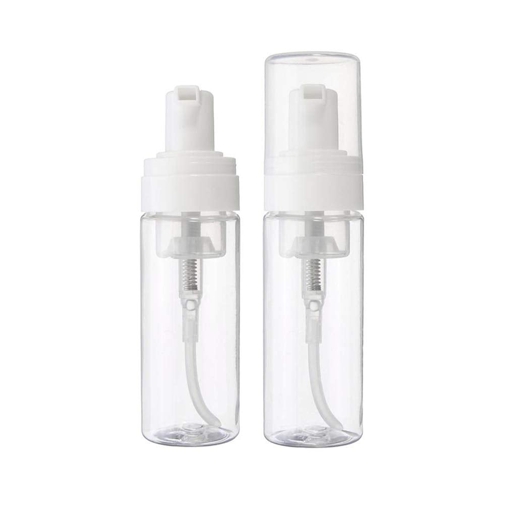 UTENEW 2-Piece Plastic Foamer Bottle Clear Pump Dispenser Mini Travel Size Foaming Soap Face Wash 1.7 Oz, No leaks!