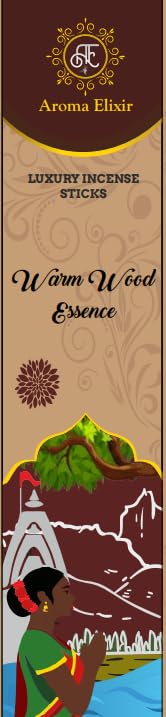 Aroma Elixir Incense Sticks for Meditation, Aromatherapy, Cleansing, and Church. (Warm Wood Essence)