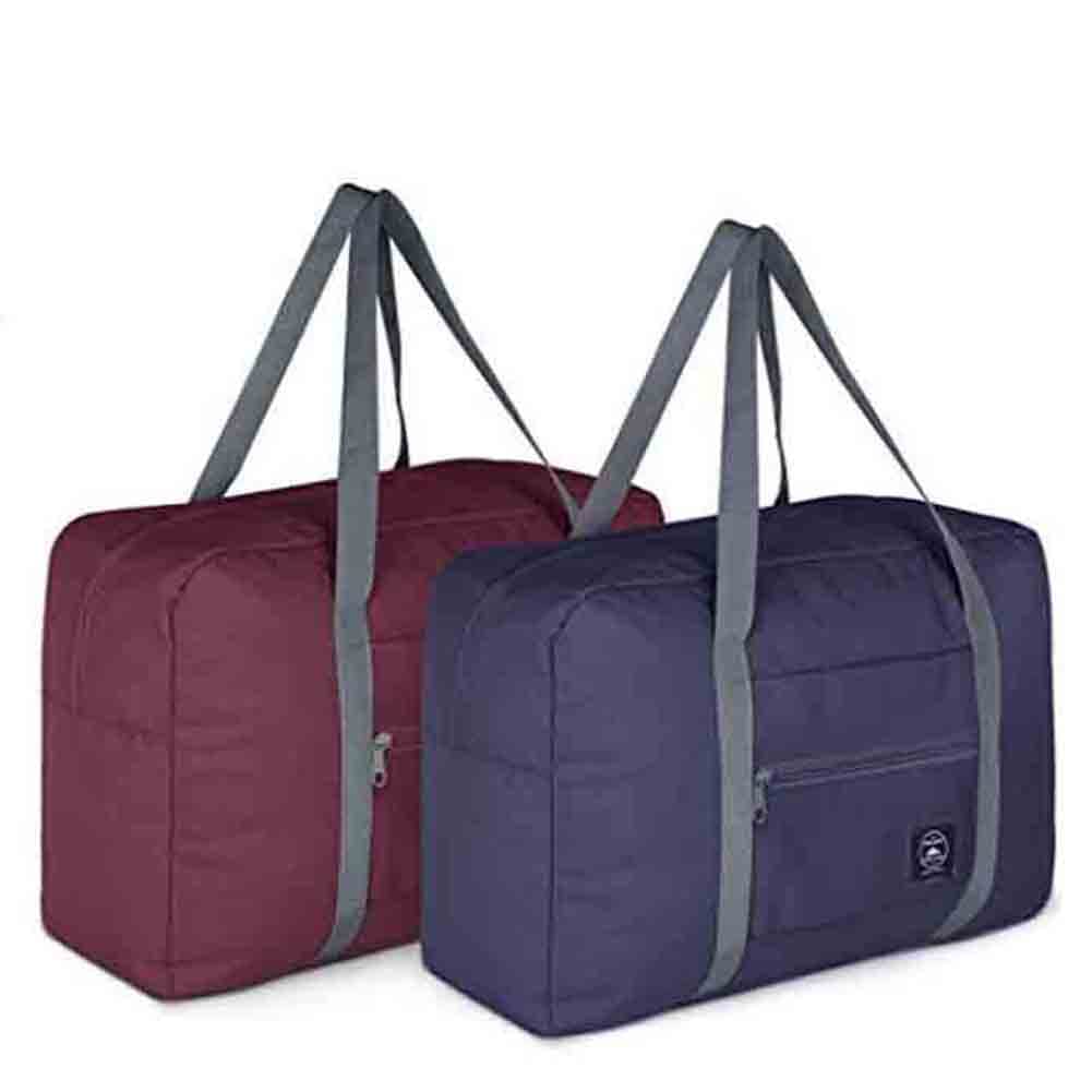 Foldable Travel Duffel Bag (2 Pack), For Spirit Airlines, Weekender Overnight Bag, Tote Carry on Luggage Sport Duffle Weekender Overnight for Women and Girls (2Pack-Red Black)