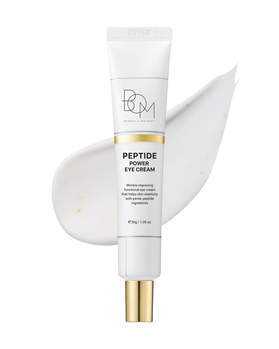 bom COSMETICS Peptide Power Eye Cream 1.05 Fl Oz, Penta-Peptide and 99% Pure Gold Lightweight Eye Cream for Skin Collagen Boost to Reduces Fine Lines, Wrinkles, Enhances Elasticity, Korean Skin Care