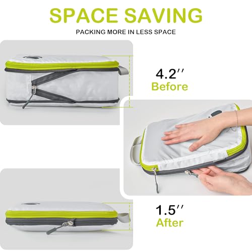 Cipway Compression Packing Cubes, Ultralight Luggage Organizer Bags with Laundry Bags and Clear Toiletries Bag,Travel Essentials for Carry on Suitcase (6 Piece,White)