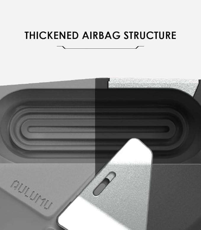 Aulumu A09 Geometric AirPods Pro 2 Case [2nd/1st Generation] with Lock | Protective Cover with Nylon Buckle | Alloy Armour | Compatible with Apple AirPods Pro(2023/2022/2019) - Black