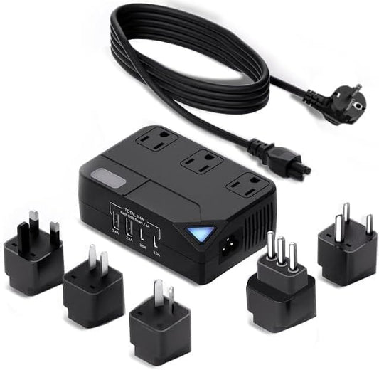 2 Pack Type E/F Travel Power Plug Adapter, FATYER Germany France Plug Converter with 2 USB Ports,Outlet Adapter Charger for US to Germany, 2300W Voltage Converter (Black)