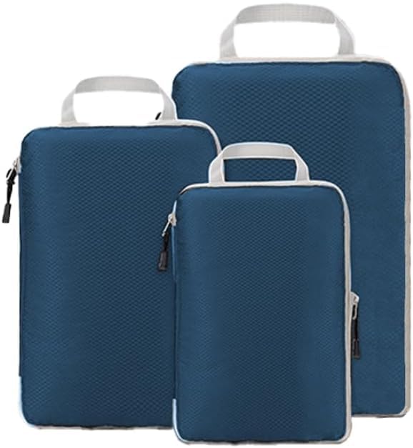 3 Set Compression Packing Cubes with Handle Travel Essential for Suitcases Nylon Portable Storage Bag Luggage Organizer Bags Waterproof for Clothes Storage