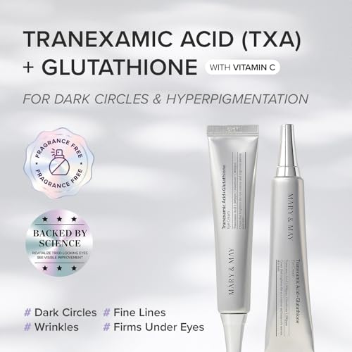 Mary&May Glutathione Eye Cream Special Set - Powerful Antioxidant, Reduces Dark Circles in the Eye, Improve Uneven Skin Tone with Vitamin C, 1.01 oz.+ Mini 0.4oz 2 Pack
