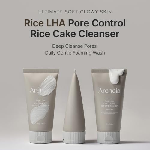 ARENCIA Rice + LHA Pore Control Rice Cake Cleanser with Salicylic Acid - Deep Cleansing, Gentel Exfoliation, All skin types, 5.29 oz